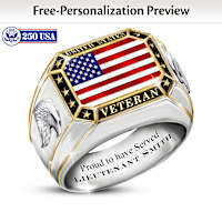 U.S. Veteran Ring Personalized With Military Rank And Name