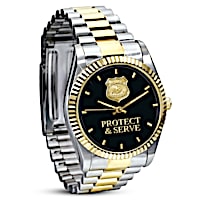 "Protect & Serve" Stainless Steel Watch For Policemen