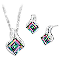 "Northern Lights" Mystic Topaz Pendant Necklace And Earrings