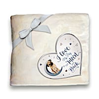 Pug Plush Blanket With Heart-Shaped Applique