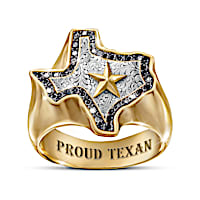 "Proud Texan" Men's Ring With 26 Genuine Black Diamonds
