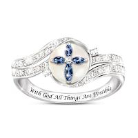 Genuine Cultured Pearl And Diamond God's Loving Embrace Ring