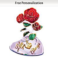 Art Glass Rose Sculpture Personalized With Your Two Names