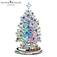 Thomas Kinkade Silver Christmas Tree: Lights, Music, Motion