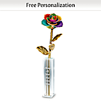Rainbow-Colored Preserved Rose With Personalized Heart Charm