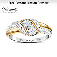 "Loving Embrace" Moissanite Ring Personalized With 2 Names