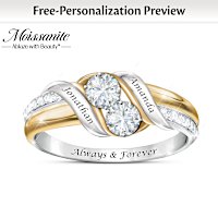 "Loving Embrace" Moissanite Ring Personalized With 2 Names