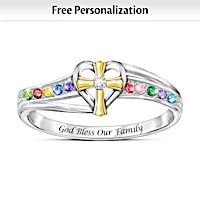 My Blessed Family Personalized Birthstone And Diamond Ring