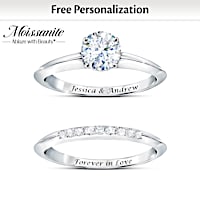 Personalized Bridal Ring Set With Over 1 Carat Of Moissanite