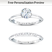 Personalized Bridal Ring Set With Over 1 Carat Of Moissanite