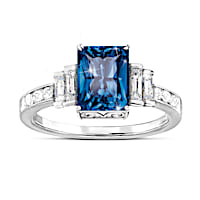 "Majestic Beauty" Blue Helenite And White Topaz Ring
