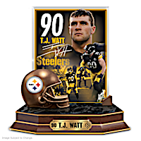 NFL T.J. Watt Tribute Sculpture With Bronze-Finished Helmet