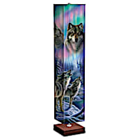 James Meger Floor Lamp With Wolf Art On 4-Sided Fabric Shade