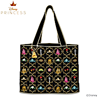 Disney Princesses Quilted Tote Bag With Golden Castle Charm