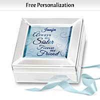 "Always My Sister" Personalized Mirrored Glass Music Box