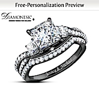 "Midnight Kiss" Diamonesk Ring Personalized With 2 Names