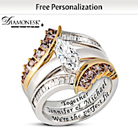 Diamonesk Ring With 2 Engraved Names In A Two-In-One Design