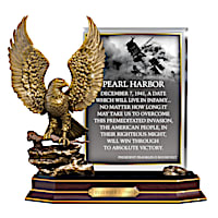 Pearl Harbor Eagle Sculpture With FDR Quote On Glass Panel