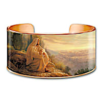Solid Copper Cuff Bracelet With Greg Olsen Religious Art