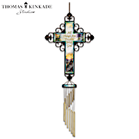 Thomas Kinkade "Faith" Wind Chime With Metal Cross