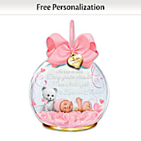 Baby Girl Glass Ornament Personalized With Name & Birthdate