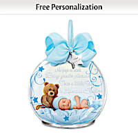 Baby Boy Glass Ornament Personalized With Name & Birthdate