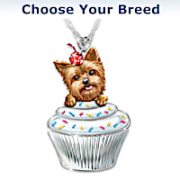 "Sweetest Pupcake" Necklace With Crystal: Choose Your Breed