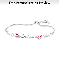 "My Treasured Granddaughter" Name And Birthstone Bracelet