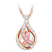 "Hope Shines" Breast Cancer Awareness Cultured Pearl Pendant