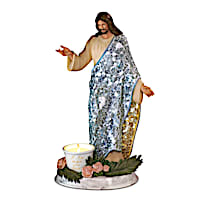 Jesus Mosaic Sculpture With Flameless Tealight Candle