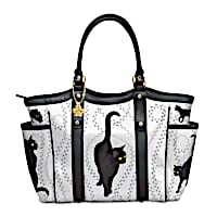 Hans Rüttimann On Quiet Paws Black Cat Tote Bag With Paw Charm