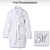 Personalized Knee Length Bath Robe With Embroidered Initial