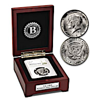 1964 First-Year JFK Silver Half Dollar Coin And Display Box