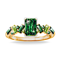 Over 1-Carat Genuine Chrome Diopside With 4 Peridot Accents