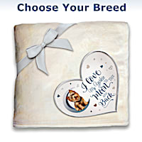 Plush Blanket With Heart-Shaped Applique: Choose Your Breed