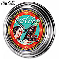 COCA-COLA Atomic Clock Featuring Lights And Vintage Art