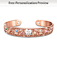 "Mom's Garden Of Love" Personalized Copper Bracelet
