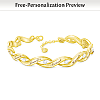 "Family Of Love" Personalized Link Bracelet With 10 Diamonds