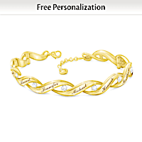 "Family Of Love" Personalized Link Bracelet With 10 Diamonds