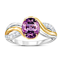 "Purple Harmony" Amethyst And White Topaz Women's Ring