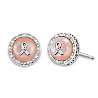 2-Diamond Breast Cancer Awareness Pearls Of Hope Earrings