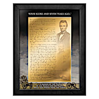 24K Gold Gettysburg Address Masterpiece Framed Wall Plaque