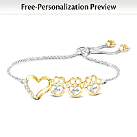 Paw Prints Bolo Bracelet Personalized With Your Pets' Names