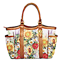 Lena Liu Floral Art Shoulder Tote With Butterfly Charm