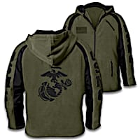 "Marine Pride" Men's Front-Zip Hooded Fleece Jacket