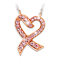 Pink Simulated Diamond Breast Cancer Awareness Necklace