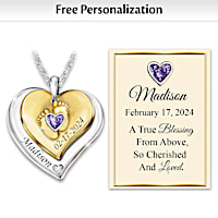 Diamond & Birthstone Bundle Of Joy Personalized Necklace
