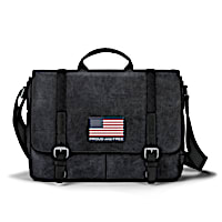 American Flag Canvas Messenger Bag With Applique Patch