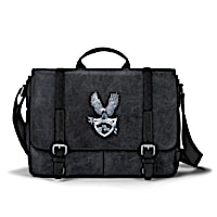 Biker Live To Ride Men's Black Washed Canvas Messenger Bag