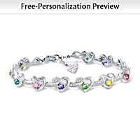 Family Love Knot Bracelet With Crystal Birthstones And Names